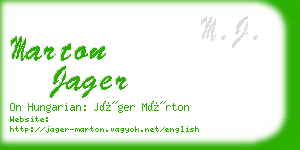 marton jager business card